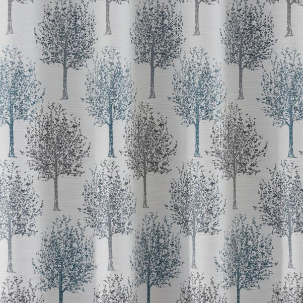 Luxury Collection Jacquard Trees Teal Eyelet Curtains 3 Luxury Collection Jacquard Trees Teal Eyelet Curtains - Image 3
