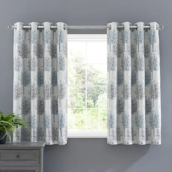 Luxury Collection Jacquard Trees Teal Eyelet Curtains 5 Luxury Collection Jacquard Trees Teal Eyelet Curtains - Image 5