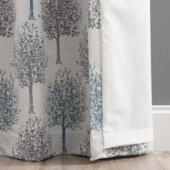 Luxury Collection Jacquard Trees Teal Eyelet Curtains 11 Luxury Collection Jacquard Trees Teal Eyelet Curtains -Best Curtain Shop 30655690 alt06