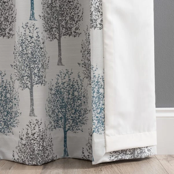 Luxury Collection Jacquard Trees Teal Eyelet Curtains 6 Luxury Collection Jacquard Trees Teal Eyelet Curtains - Image 6