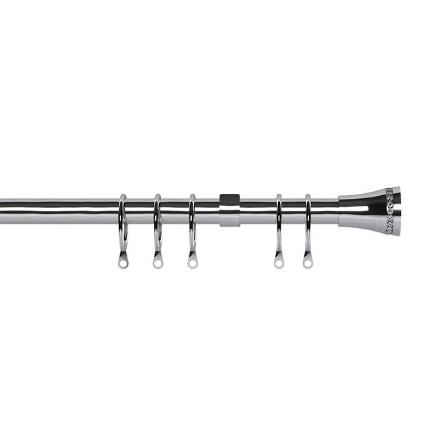 Speedy Diamante Trumpet Extendable Chrome Eyelet Curtain Pole Dia. 16/19mm 1 Speedy Diamante Trumpet Extendable Chrome Eyelet Curtain Pole Dia. 16/19mm