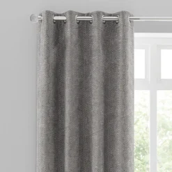 Luxury Collection Abstract Chenille Dove Grey Eyelet Curtains