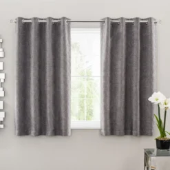 Luxury Collection Abstract Chenille Dove Grey Eyelet Curtains -Best Curtain Shop 30668137 alt05