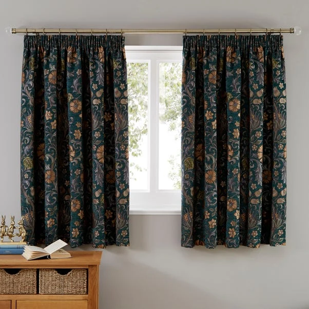 Dunelm Betsy Chenille Jacquard Lagoon Pencil Pleat Curtains 5 Dunelm Betsy Chenille Jacquard Lagoon Pencil Pleat Curtains - Image 5