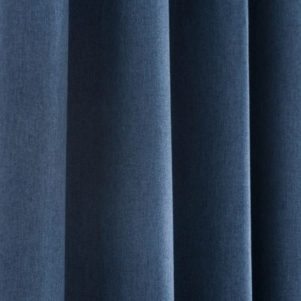 Dunelm Luna Brushed Navy Blackout Eyelet Curtains 3 Dunelm Luna Brushed Navy Blackout Eyelet Curtains - Image 3