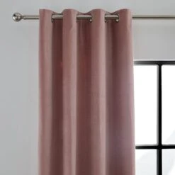 Luxury Collection Peyton Cotton Velvet Blush Eyelet Curtains