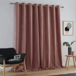 Luxury Collection Peyton Cotton Velvet Blush Eyelet Curtains -Best Curtain Shop 30673109 alt04