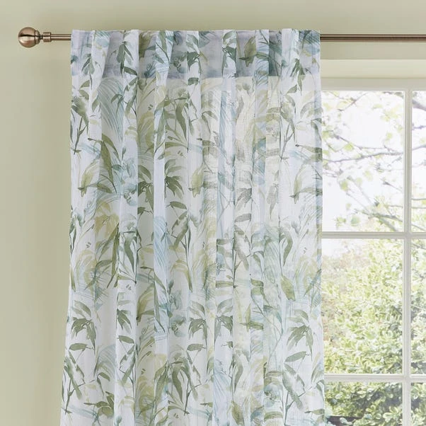 Dunelm Tropical Leaf Green Hidden Tab Top Single Curtain Panel 1 Dunelm Tropical Leaf Green Hidden Tab Top Single Curtain Panel