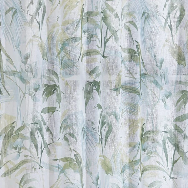 Dunelm Tropical Leaf Green Hidden Tab Top Single Curtain Panel 3 Dunelm Tropical Leaf Green Hidden Tab Top Single Curtain Panel - Image 3