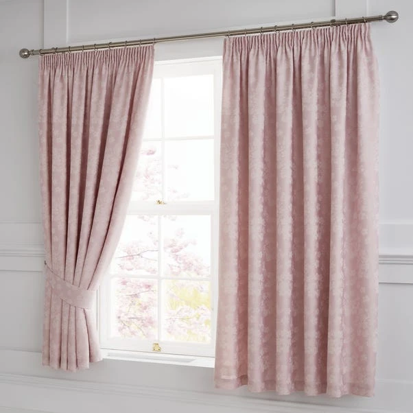 Serene Blossom Blush 3" Pencil Pleat Curtains 1 Serene Blossom Blush 3" Pencil Pleat Curtains