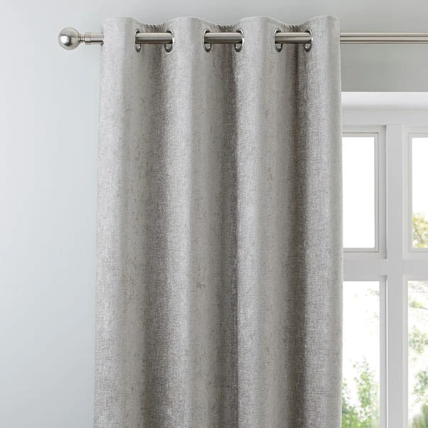 Luxury Collection Chenille Silver Eyelet Curtains 1 Luxury Collection Chenille Silver Eyelet Curtains