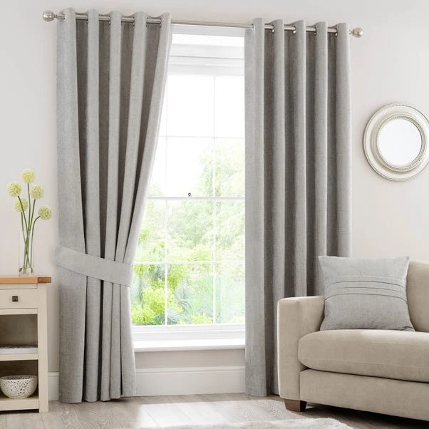 Luxury Collection Chenille Silver Eyelet Curtains 2 Luxury Collection Chenille Silver Eyelet Curtains - Image 2
