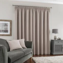 Dunelm Luna Brushed Pebble Blackout Pencil Pleat Curtains -Best Curtain Shop 30677054 alt04