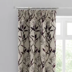 Dunelm Zen Jacquard Plum Pencil Pleat Curtains
