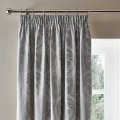 Dunelm Zahra Silver Jacquard Pencil Pleat Curtains
