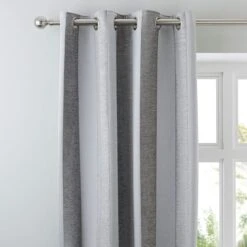 Luxury Collection Parker Grey Chenille Eyelet Curtains