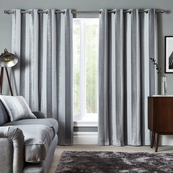 Luxury Collection Parker Grey Chenille Eyelet Curtains 2 Luxury Collection Parker Grey Chenille Eyelet Curtains - Image 2