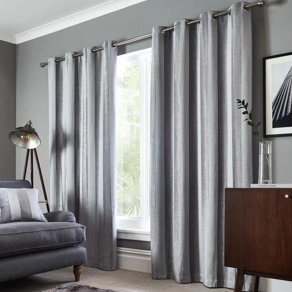 Luxury Collection Parker Grey Chenille Eyelet Curtains 4 Luxury Collection Parker Grey Chenille Eyelet Curtains - Image 4
