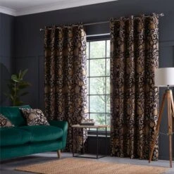 Dunelm Betsy Black Eyelet Curtains