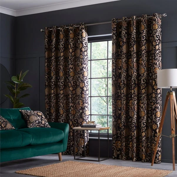 Dunelm Betsy Black Eyelet Curtains 1 Dunelm Betsy Black Eyelet Curtains