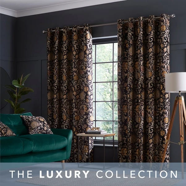 Dunelm Betsy Black Eyelet Curtains 2 Dunelm Betsy Black Eyelet Curtains - Image 2