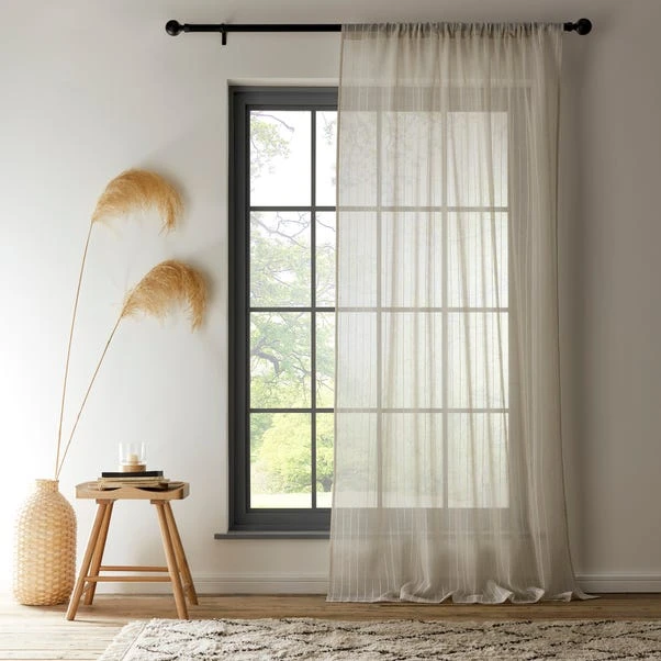 Dunelm Lucia Stripe Natural Slot Top Voile 2 Dunelm Lucia Stripe Natural Slot Top Voile - Image 2
