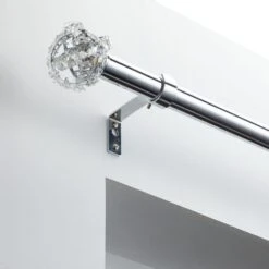 Dunelm Cecile Extendable Chrome Eyelet Curtain Pole Dia. 28mm