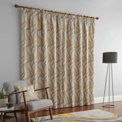 Dunelm Mirage Ochre Pencil Pleat Curtains -Best Curtain Shop 30688346 alt04