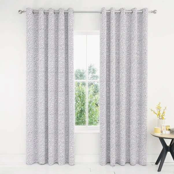 Dunelm Dottie Reversible Black Blackout Eyelet Curtains 2 Dunelm Dottie Reversible Black Blackout Eyelet Curtains - Image 2