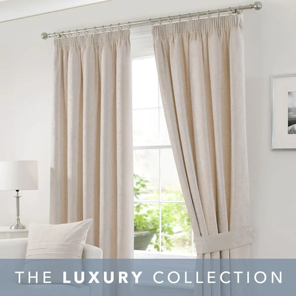Luxury Collection Chenille Cream Pencil Pleat Curtains 2 Luxury Collection Chenille Cream Pencil Pleat Curtains - Image 2