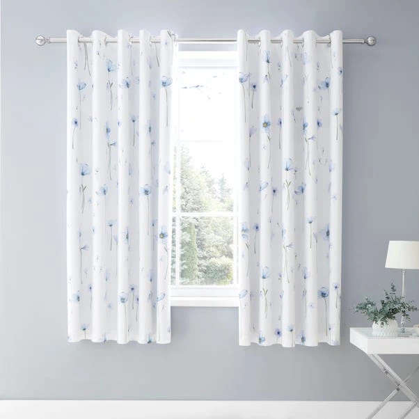 Dunelm Maddie Blue Blackout Eyelet Curtains 2 Dunelm Maddie Blue Blackout Eyelet Curtains - Image 2