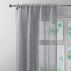 Dunelm Crushed Grey Slot Top Single Voile Panel