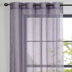 Dunelm Crushed Grey Eyelet Single Voile Panel