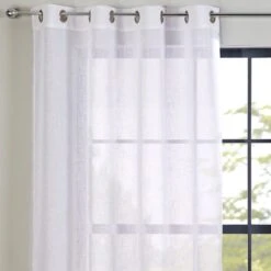 Dunelm Boucle White Eyelet Voile Panel