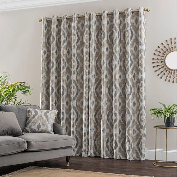 Luxury Collection Ikat Jacquard Eyelet Curtain Natural 4 Luxury Collection Ikat Jacquard Eyelet Curtain Natural - Image 4