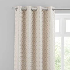 Luxury Collection Chenille Ogee Cream Eyelet Curtains