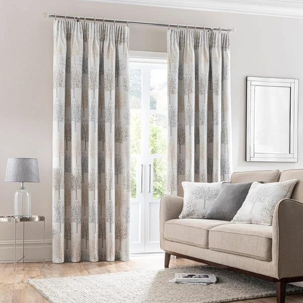 Luxury Collection Jacquard Trees Dove Grey Pencil Pleat Curtains 2 Luxury Collection Jacquard Trees Dove Grey Pencil Pleat Curtains - Image 2