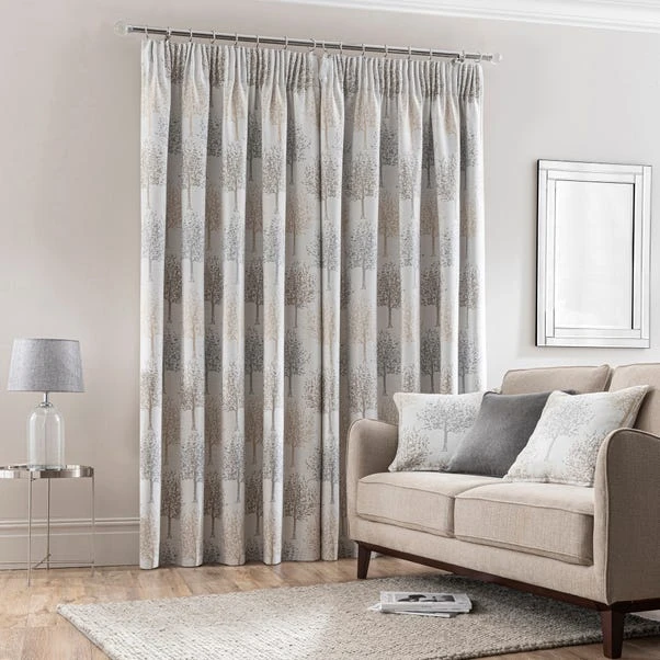 Luxury Collection Jacquard Trees Dove Grey Pencil Pleat Curtains 4 Luxury Collection Jacquard Trees Dove Grey Pencil Pleat Curtains - Image 4