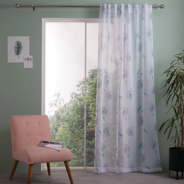 Dunelm Dragonflies Hidden Tab Top Blue Voile 2 Dunelm Dragonflies Hidden Tab Top Blue Voile - Image 2