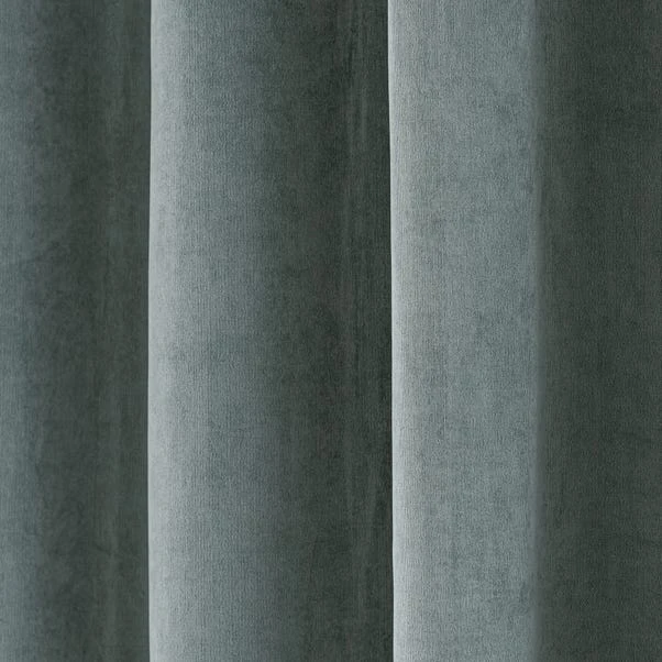 Dunelm Margot Velour Lily Pad Blue Eyelet Curtains 3 Dunelm Margot Velour Lily Pad Blue Eyelet Curtains - Image 3