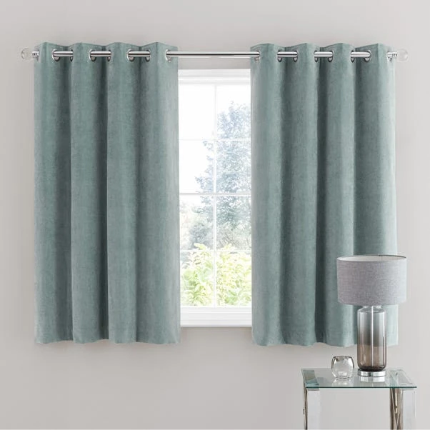 Dunelm Margot Velour Lily Pad Blue Eyelet Curtains 5 Dunelm Margot Velour Lily Pad Blue Eyelet Curtains - Image 5