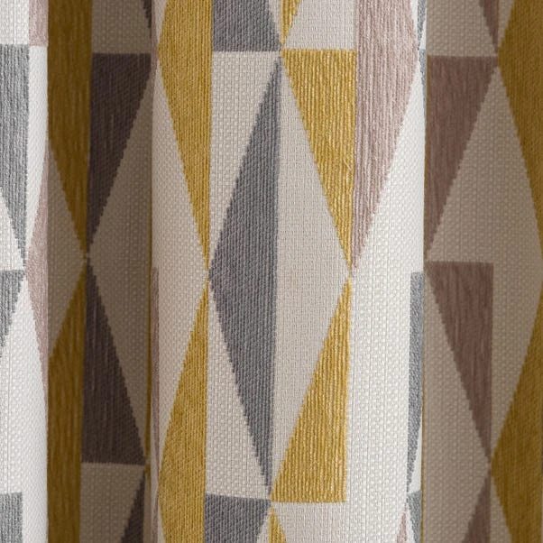 Dunelm Elements Triangles Ochre Chenille Pencil Pleat Curtains 3 Dunelm Elements Triangles Ochre Chenille Pencil Pleat Curtains - Image 3