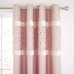 Catherine Lansfield Blush Sequin Cluster Eyelet Curtains