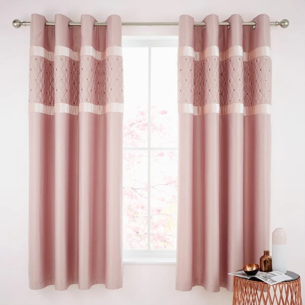 Catherine Lansfield Blush Sequin Cluster Eyelet Curtains 2 Catherine Lansfield Blush Sequin Cluster Eyelet Curtains - Image 2