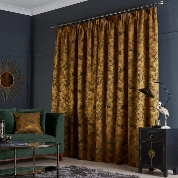 Dunelm Crane Old Gold Pencil Pleat Curtains 5 Dunelm Crane Old Gold Pencil Pleat Curtains - Image 5
