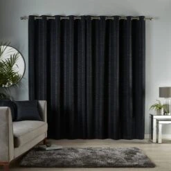Dunelm Molly Black Eyelet Curtains -Best Curtain Shop 30726953 alt04