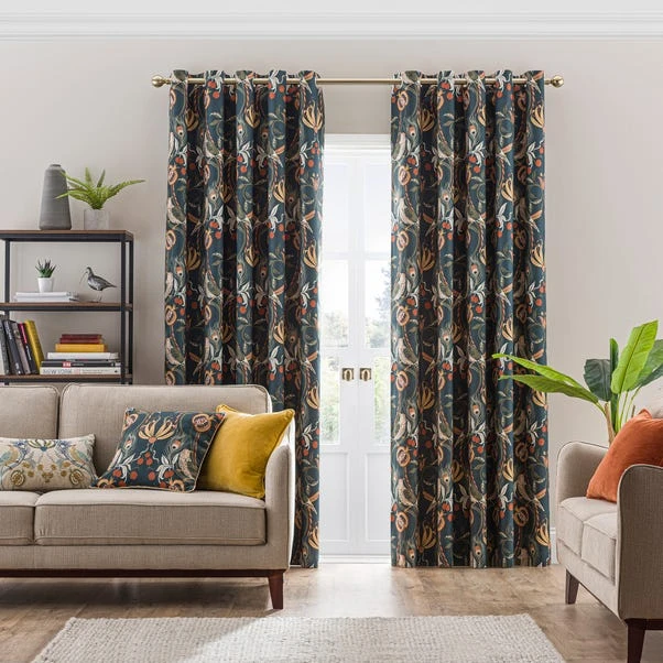 Dunelm Havisham Bottle Green Eyelet Curtains 2 Dunelm Havisham Bottle Green Eyelet Curtains - Image 2