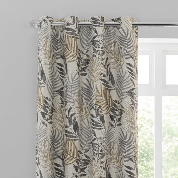 Luxury Collection Leaf Jacquard Grey Eyelet Curtains 1 Luxury Collection Leaf Jacquard Grey Eyelet Curtains