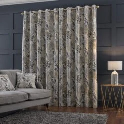 Luxury Collection Leaf Jacquard Grey Eyelet Curtains 9 Luxury Collection Leaf Jacquard Grey Eyelet Curtains -Best Curtain Shop 30729205 alt04