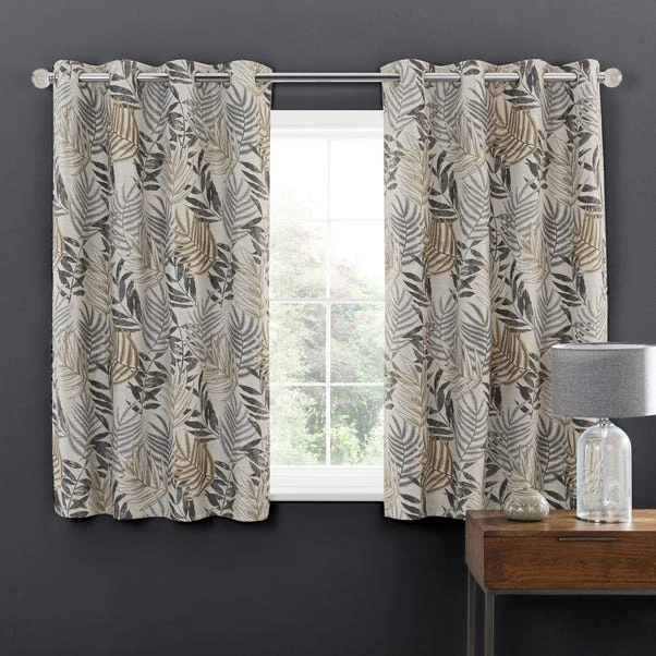 Luxury Collection Leaf Jacquard Grey Eyelet Curtains 5 Luxury Collection Leaf Jacquard Grey Eyelet Curtains - Image 5